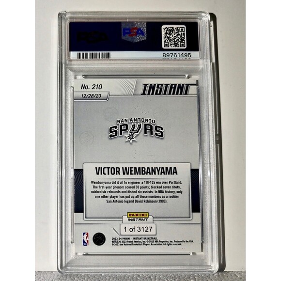 Victor Wembanyama 2023-24 Panini #210 NBA Rookie Basketball Card 1 of 3127 PSA 8 - Picture 2 of 2
